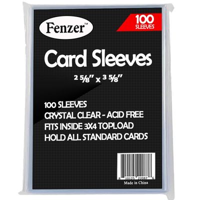 100 Count FENZER Clear Penny Card Sleeves for Trading Cards, Plastic Soft Card Sleeves Card Protectors Fit for Baseball Card, Sports Cards, Game Card Standard Cards