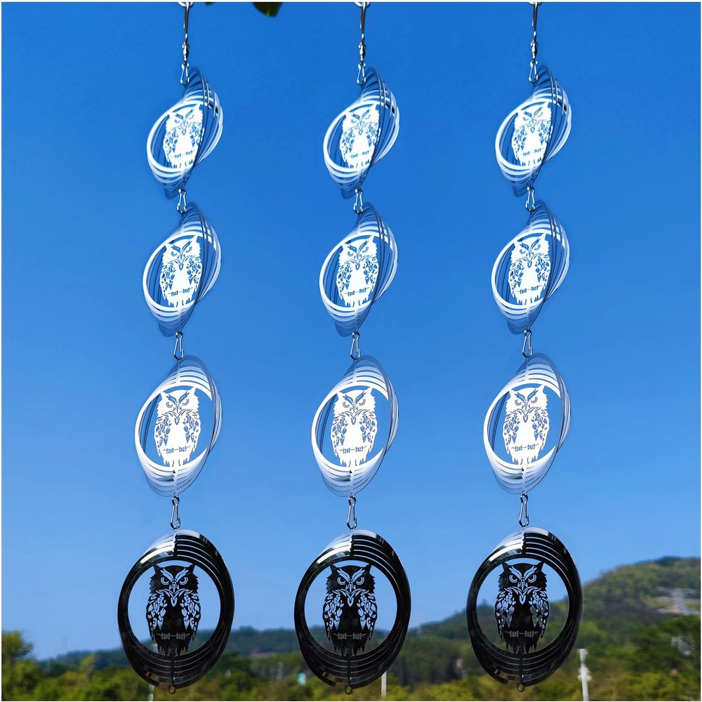 12 Discs Owl Bird Scare Discs Set-Highly Reflective Double-Sided Bird Reflectors,Extra Sparkly Owl Wind Spinner Outdoor Garden Decor, Bird Devices Deterrent to Scare Birds Away from Yard Patio Farm