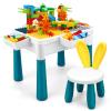 SWATOW Kids Activity Table, 6-in-1 Play Table Chair Set - Adjustable Height, Storage Box, 105pcs Marble Run Building Blocks, Water & Sand Table Playset Toy Gift for Toddlers view 1