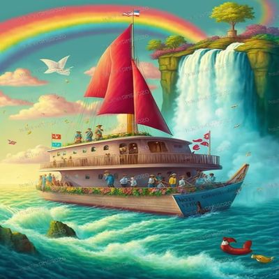 1000 Piece Cartoon Jigsaw Puzzle for Kids Adults, Waterfall Sailing Wooden Puzzles, Most Popular Leisure Activities - Exquisite Jigsaw Puzzles, Great Gifts for Puzzle Lovers 20 X 30 Inch