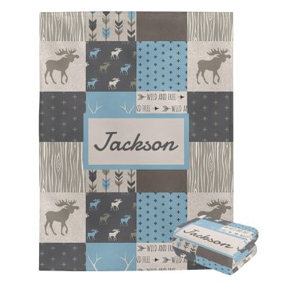 ColorAce Personalized Blanket with Name Customized Baby Blanket for Boys Girls Personalized Woodland Blanket Custom Baby Gifts Cozy Fluffy Flannel Blanket Personalized Woodland Blanket