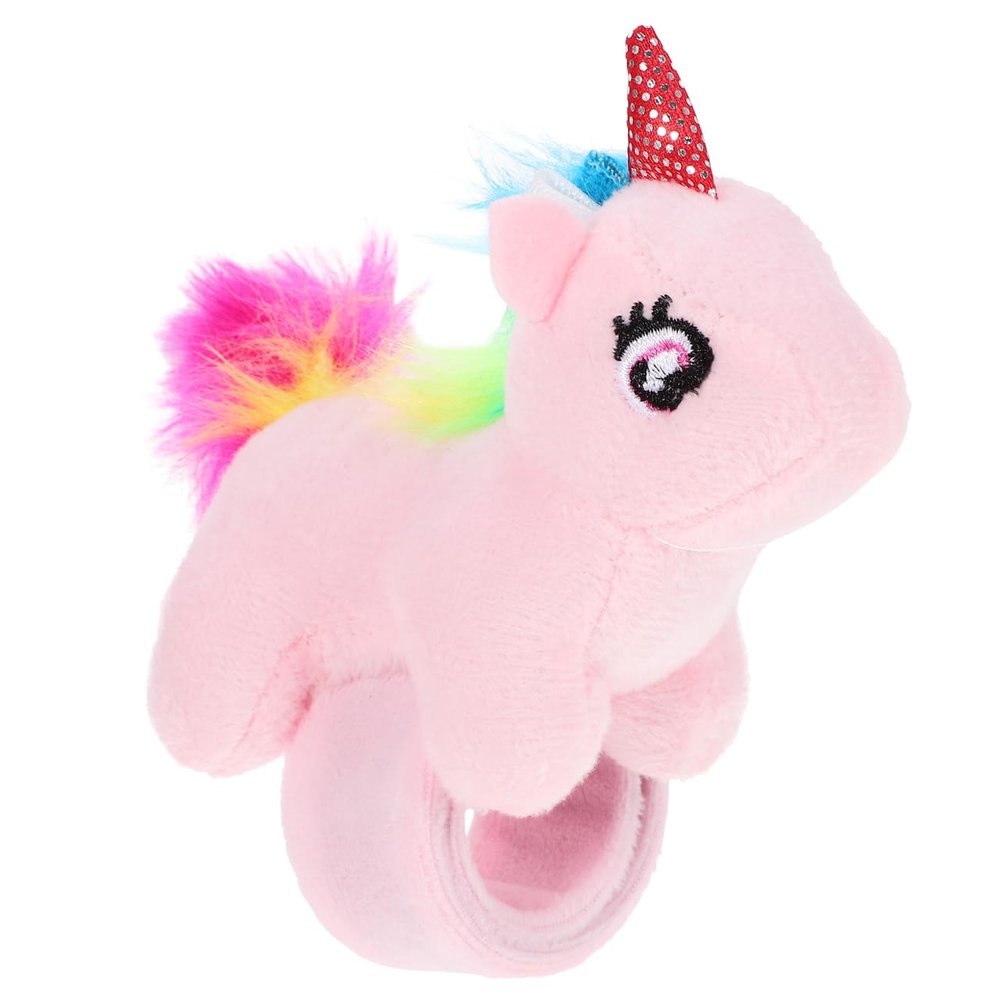 Abaodam Animal Slap Bracelet Unicorn Slap Bracelet Plush Stuffed Animal Hugger Snap Wrist Band for Kids Birthday Party Favor