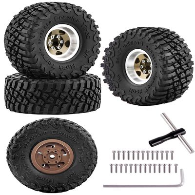 hopsupRC Aluminum 1.0in Beadlock RC Wheels Upgrades Part for 1/18 1/24 TRX4M,SCX24,FCX24 RC Crawler,RC Truck Tires Hops Up,4pcs Gold