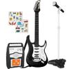 Best Choice Products Toy Kids Guitar Play Set Bundle, Pretend Play Toddler Electric Guitar Kit with Interactive Microphone, Amp, Whammy Bar, 6 Demo Songs and 2 Sticker Sheets - Black view 1