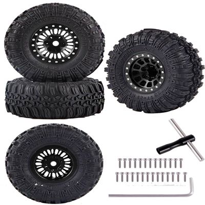 hopsupRC Aluminum 1.0in Beadlock RC Truck Tires Upgrades Part for 1/18 1/24 TRX4M,SCX24,FCX24 RC Crawler,4pcs Alloy RC Wheels Hops Up,Black