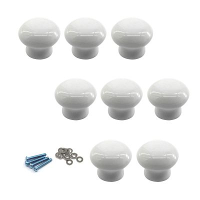 Klauer Ceramic Knobs,Pink Round Ceramic Handle Pull Door knobs Cabinet Handles for Children's Room (8 Pieces) (Color : White)