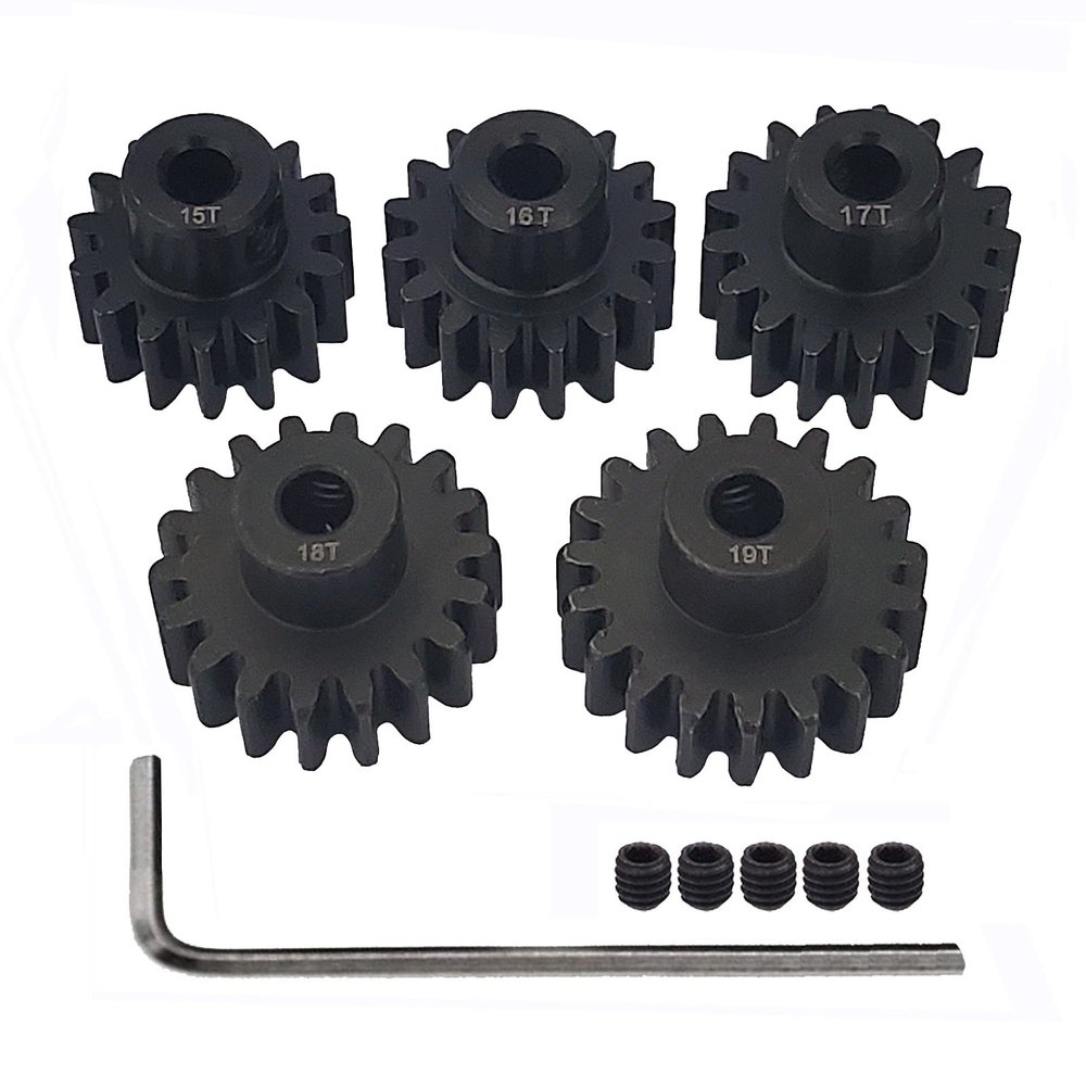 AMOGOT Metal Steel 32P Pinion Gear 3.175mm Shaft 15T 16T 17T 18T 19T with Hex Key for RC Brushless Brush Motor RC Car Upgrade Part B