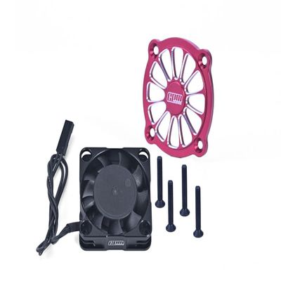GPM Upgrades Aluminum 6061 Motor Heatsink with Metal Frame Cooling Fan and Protective Cover for 1/10 Gorgon 4X2 Mega 550ARA3230 RC Cars (red)