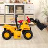 HONEY JOY Electric Ride on Push Car, 6V Toddler Bulldozer Digger w/Balls & Basketball Hoop, Outdoor Digging Scoop, Flexible Bucket, Ride on Excavator Construction Vehicle for Kids view 4