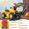 HONEY JOY Electric Ride on Push Car, Toddler Bulldozer Digger w/Balls & Basketball Hoop, Outdoor Digging Scoop, Flexible Bucket, 6V Ride on Excavator Construction Vehicle for Kids view 3