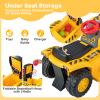 HONEY JOY Electric Ride on Push Car, Toddler Bulldozer Digger w/Balls & Basketball Hoop, Outdoor Digging Scoop, Flexible Bucket, 6V Ride on Excavator Construction Vehicle for Kids view 4