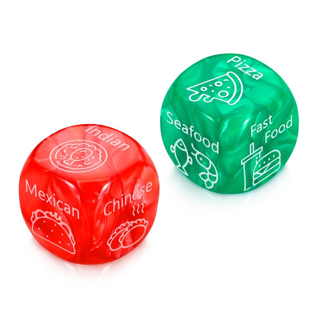 2 Pcs Easter Basket One Year Anniversary for Men Stuffers Christmas Dice Christmas Red Green Food Decision Dice Mens Stocking Stuffers for Men Women Boyfriend Girlfriend for Husband