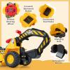 Costzon 6V Ride On Construction Excavator, Outdoor Digger Scooper Tractor Toy W/Safety Helmet, Rocks, Horn, Underneath Storage, Moving Forward/Backward, Pretend Play Ride On Truck (6V) view 2