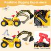 Costzon 6V Ride On Construction Excavator, Outdoor Digger Scooper Tractor Toy W/Safety Helmet, Rocks, Horn, Underneath Storage, Moving Forward/Backward, Pretend Play Ride On Truck (6V) view 3