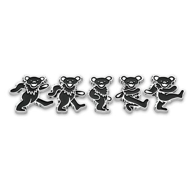 The Bear 5-Pack Car Badge Emblem in Matte Black ABS Resin Composite, Chrome Finish 3D Decal for Vehicle Exterior