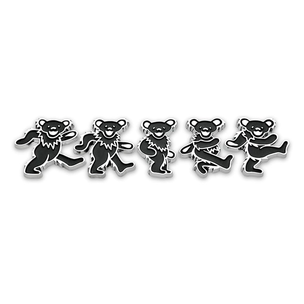 The Bear 5-Pack Car Badge Emblem in Matte Black ABS Resin Composite, Chrome Finish 3D Decal for Vehicle Exterior