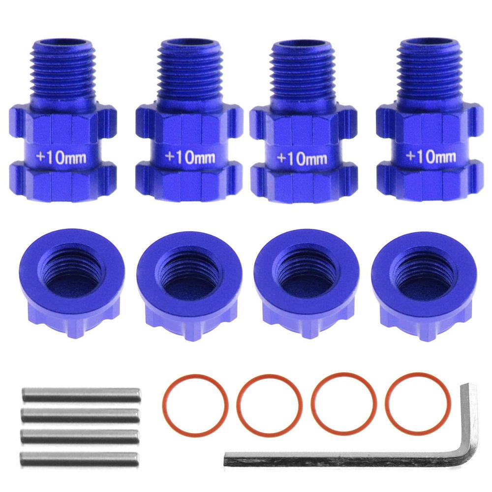RC Wheel Hex Hubs Adapter 14mm to 17mm Widen 10mm Extended Wheel Hub Drive with Anti-dust Cap Nuts Compatible for Arrma 1/10 3S Granite Mega Senton Big Rock New BIGROCK Typhon Upgrade Parts