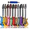 Smilixin Inflatable Guitar Set - 10 Guitars and 1 Inflator, Rock Star Toy, 80s Party Decorations view 1