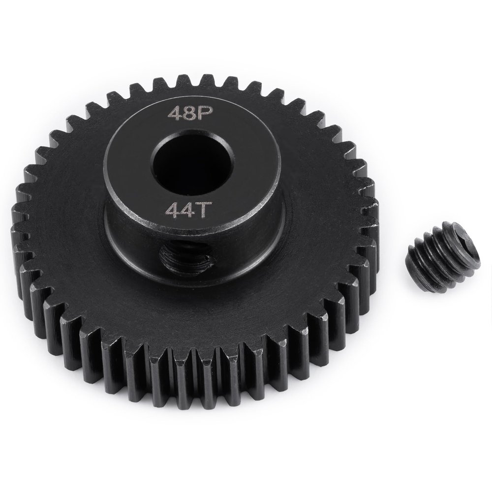 BRKRC Steel 48P Motor Gear 5mm Bore 40-45T Pinion Gears for 1/10 1/8 1/6 1/5 RC Buggy Monster Truck Drift Car Off-Road Crawler Part (44T)