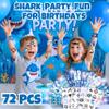 72PCS Shark Party Favors - 48PCS Pre-cut Tattoos & 24PCS Slap Bracelets - Ocean-Themed Birthday Supplies, Undersea Decorations, Classroom Prizes, Gifts for Boys & Girls view 4