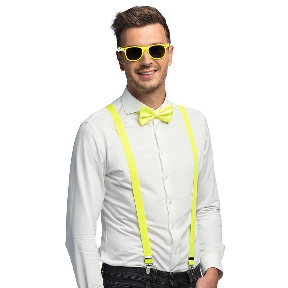Boland - 3 Piece Costume Set, Suspenders, Glasses and Bow Tie Accessory Set for Festivals, JGA, Carnival and Theme Parties