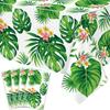 4 Pack Hawaiian Luau Tablecloths Tropical Palm Leaves Table Cloth Hawaiian Luau Table Cover Palm Leaves Table Cloth Baby Birthday Birthday Party Summer Pool Tropical Party Decorations 86 x 51 IN view 1