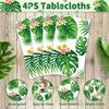 4 Pack Hawaiian Luau Tablecloths Tropical Palm Leaves Table Cloth Hawaiian Luau Table Cover Palm Leaves Table Cloth Baby Birthday Birthday Party Summer Pool Tropical Party Decorations 86 x 51 IN view 3