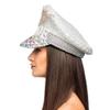 Boland 01435 Diamond Bride Hat, Silver Peaked Cap with Sequins, Hat for Costumes, JGA, Carnival and Theme Party view 3