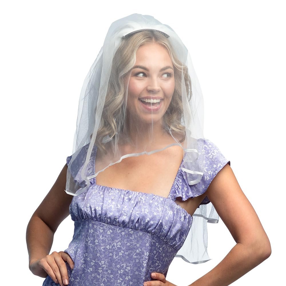 Boland 01424 Headband with Veil, White, Standard Size