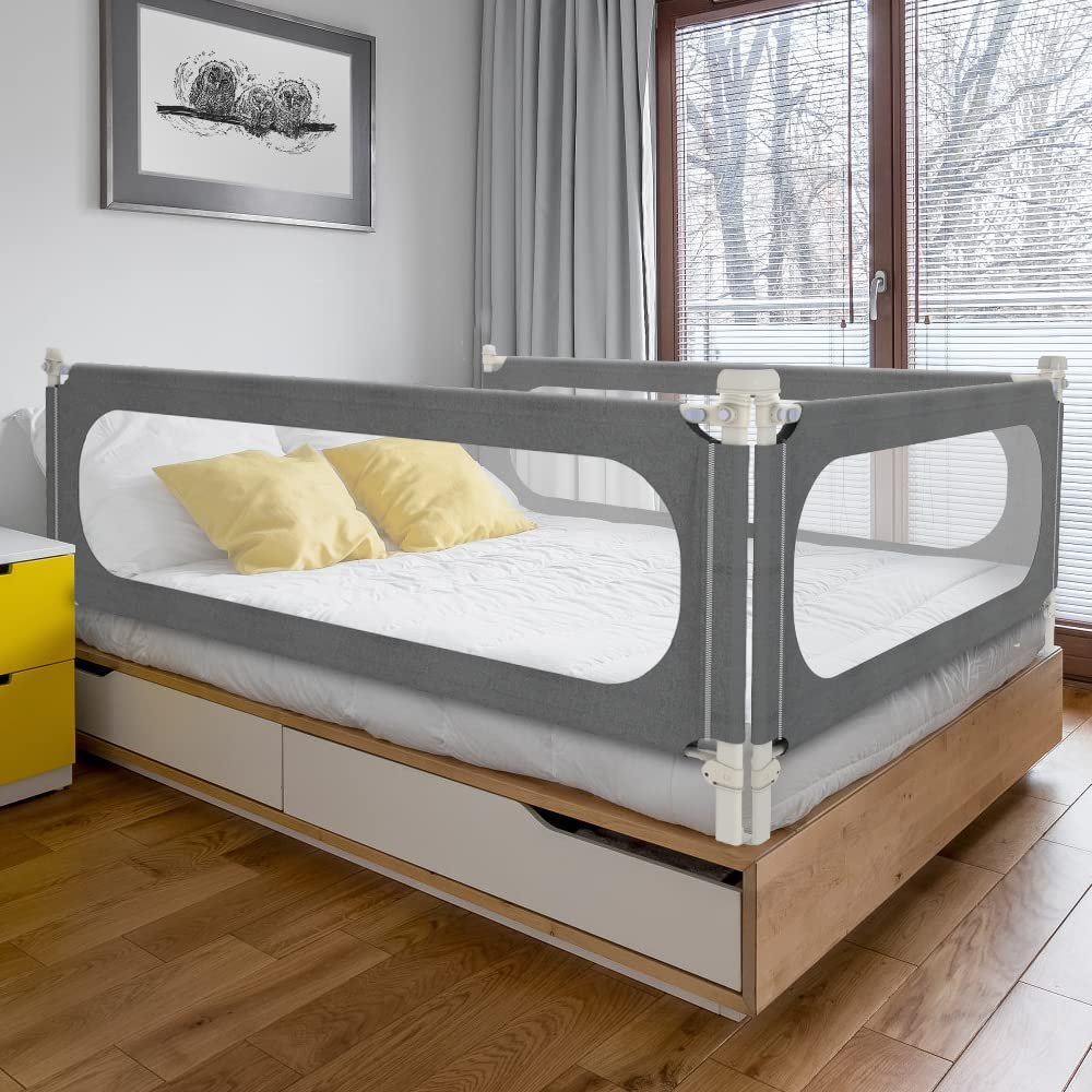 MagicFox Bed Rails for Toddlers, Extra Tall 32 Levels of Height Adjustment Specially Designed for Twin, Full, Queen, King Size - Safety Bed Guard Rails for Kids (Grey, 1 Side:47"(L) 27"(H))