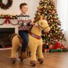 PonyCycle Kids Ride on Horse Toys Plush Interactive Riding Horse Ride for Toddlers 3-4 Walking Rocking Horse with Wheels, No Battery or Electricity, Giddy up Riding Toys Light Brown E336 view 1