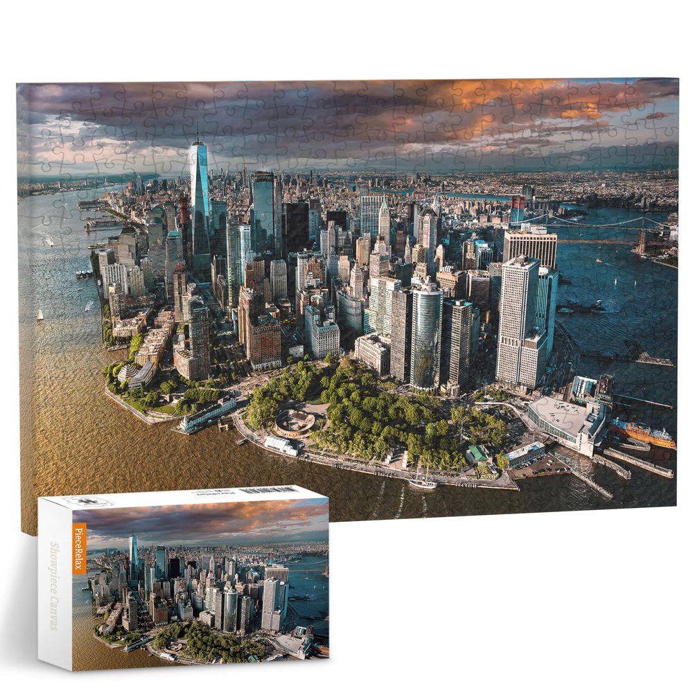 PieceRelax Puzzle Canvas Wall Art 366 Plastic Pieces for Adults - Henry Do - Aerial Photography - New York City, USA - Unique Gift & Home Dcor with Jigsaw Puzzle Artwork [HN1308]