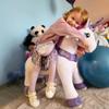 PonyCycle Ride on Unicorn Toys for Girls Horse Spirit Toys Essential Model E Size 4 for Kids Age 4-7/35.4" Height,Birthday Plush Animal Giddy up Riding Pony Ride on Toys Purple E413 view 2
