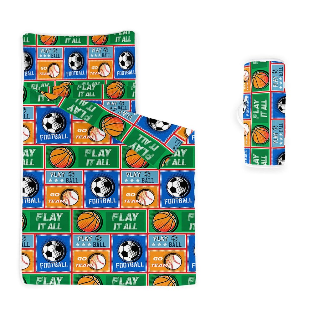 Smell Sunshine Nap Mat -Football Basketball Rugby Sleeping Bag with Removable Pillow - Nap Mat Set for Boys Girls(Basketball1 Large)