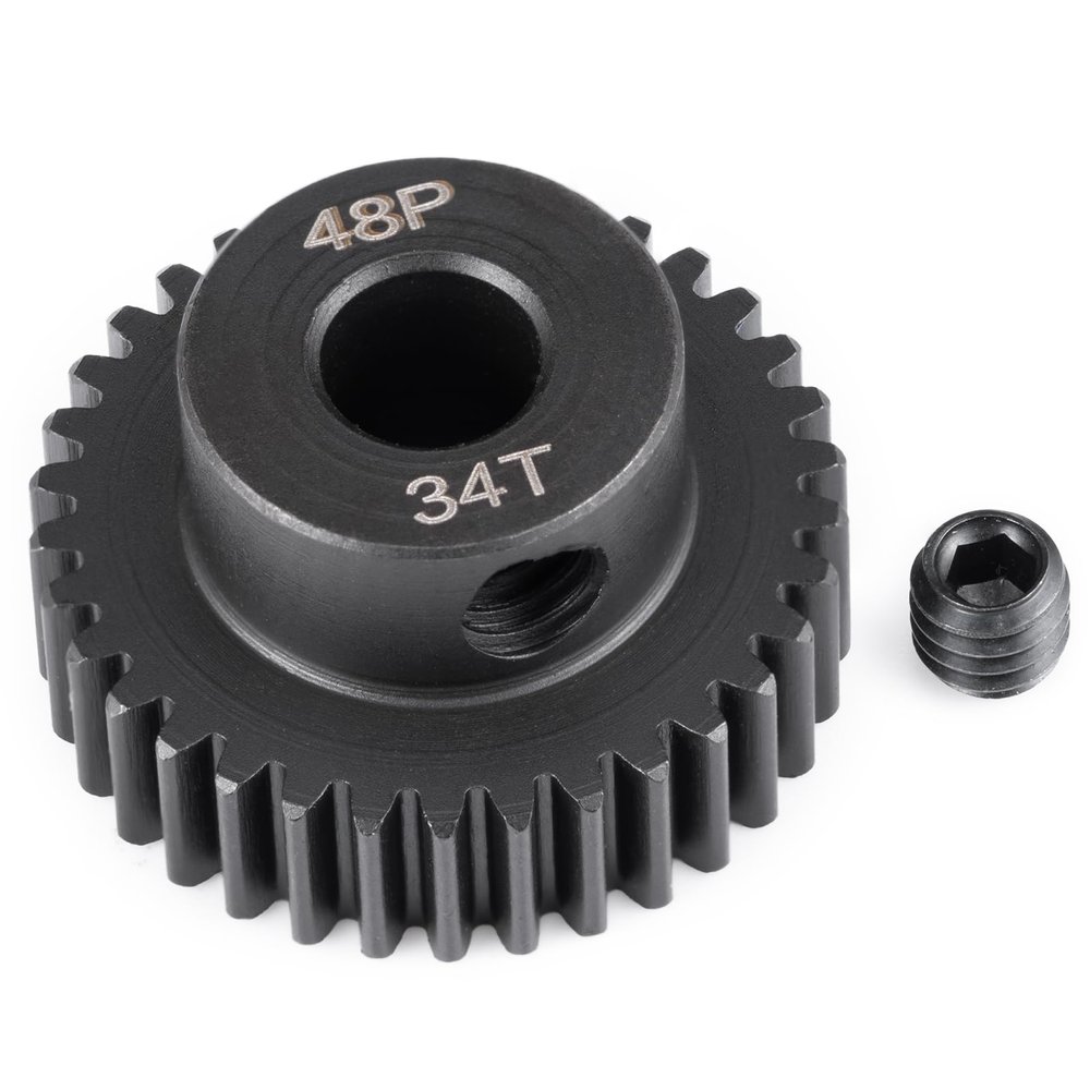 BRKRC Steel 5mm Bore 48P 30T-39T Pinion Gear for 3.175mm/5mm Shaft 1/10 1/5 1/6 1/8 RC Brushless Brush Motor (34T)