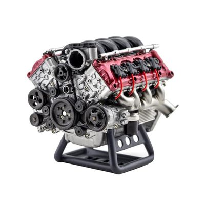 Helixsun MAD V8 Engine Model Kit That Works, 3D Simulation Dynamic V8 Internal Combustion Model + Battery Holder + Support Bracket - KIT Version