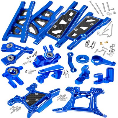 RCHuiWow RC Upgrades Part for 1/10 Rustler 4x4#67164-4L,Suspension Arms,Caster Block,Steering Blocks,Rear Stub Axle Carriers,Shock Towers,Steering Block,Navy Blue