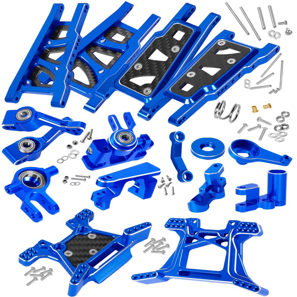 RCHuiWow RC Upgrades Part for 1/10 Rustler 4x4#67164-4L,Suspension Arms,Caster Block,Steering Blocks,Rear Stub Axle Carriers,Shock Towers,Steering Block,Navy Blue