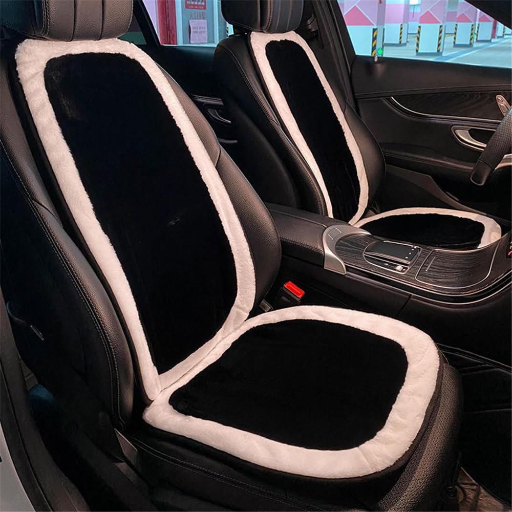 1 Set of 4 Pieces Soft Fluffy Car Seat Covers, Plush Car Front Seat Mats, Car Seat Covers Protective Mats, Soft Warm Winter Mats, Universal Fit,Black