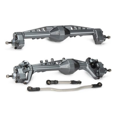 AMK CNC Aluminum 1.9 Capra Currie F9 Portal Axle Complete RTR Front Rear Kit with Offset Front Pumpkin for 1/10 RC Crawler UTB10 Upgrades (Titanium)