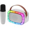 IQ Sound IQ-908K Mini Karaoke Bluetooth Speaker with Wireless Microphone, RGB Lights Surround, Fun Voice Changing in Rechargeable Compact, and Portable Design Ideal Gifts for Kids and Adults (White) view 1