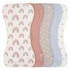 Gerber Baby Unisex Burp Cloths 5-Pack, Pink Rainbows, Size 10.5" x 21" view 1
