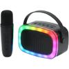 IQ Sound IQ-908K Mini Karaoke Bluetooth Speaker with Wireless Microphone, RGB Lights Surround, Fun Voice Changing in Rechargeable Compact, and Portable Design Ideal Gifts for Kids and Adults (Black) view 1