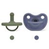 Mila & Lulu Round Shape Silicone Pacifiers (Set of 2); 0 Months and up; 100% Food-Grade Silicone; Ultra-Light Silicone Binkies Set; 1 Piece Design (Olive/Ocean) view 1