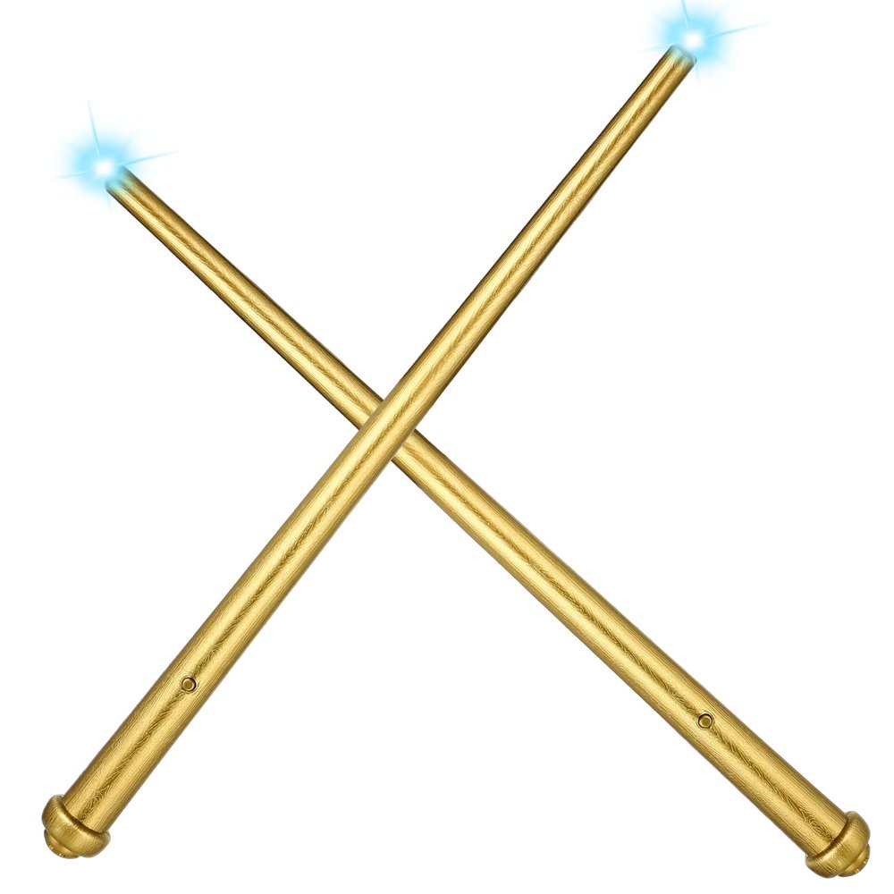 Gejoy 2 Piece Light up Wand for Kids Magic Wizard Witch Wand Princess Fairy Wands Sound Toy Cosplay Props(Gold)
