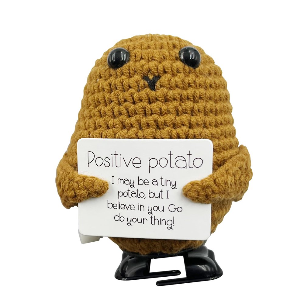 Stitch-Witch Emotional Support Gifts, Hilarious White Elephant Gifts for Adults, Walking Potato Crochet, Wind-up Potato(Brown Potato)