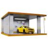 cxiiuui 1/24 Scale Display Case Car with LED Light and Acrylic Cover Parking Garage Wooden Diecast Car Show Case 2 Parking Spaces Grey and White view 1