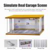 cxiiuui 1/24 Scale Display Case Car with LED Light and Acrylic Cover Parking Garage Wooden Diecast Car Show Case 2 Parking Spaces Grey and White view 3