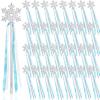 PullCrease 48 Pcs Snowflake Wand Sparkling Snowflake Fairy Wands for Winter Kids Girls Boys Princess Theme Birthday Party Favors Play Supplies Decorations (Blue) view 1