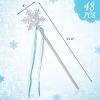 PullCrease 48 Pcs Snowflake Wand Sparkling Snowflake Fairy Wands for Winter Kids Girls Boys Princess Theme Birthday Party Favors Play Supplies Decorations (Blue) view 2